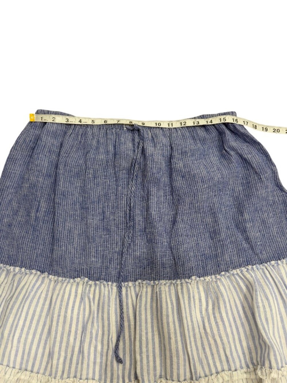 Rails Womens Size L Skirt Blue White Striped Tiered Linen Blend Boho Cottage - Picture 5 of 8